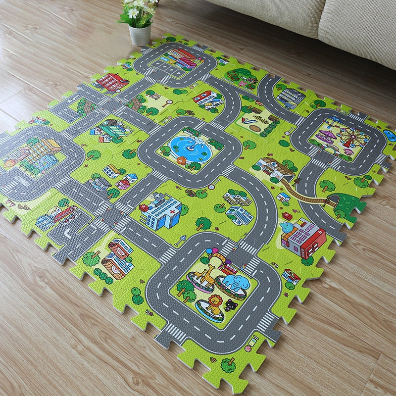 Baby Foam Play Mats with Road Design (9 Pcs) by HitMyNeed