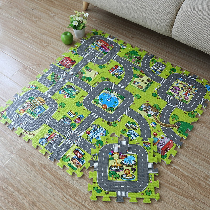 Baby Foam Play Mats with Road Design (9 Pcs) by HitMyNeed