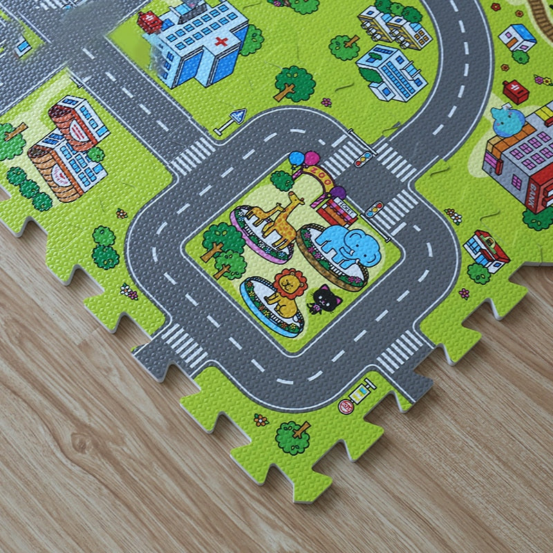 Baby Foam Play Mats with Road Design (9 Pcs) by HitMyNeed