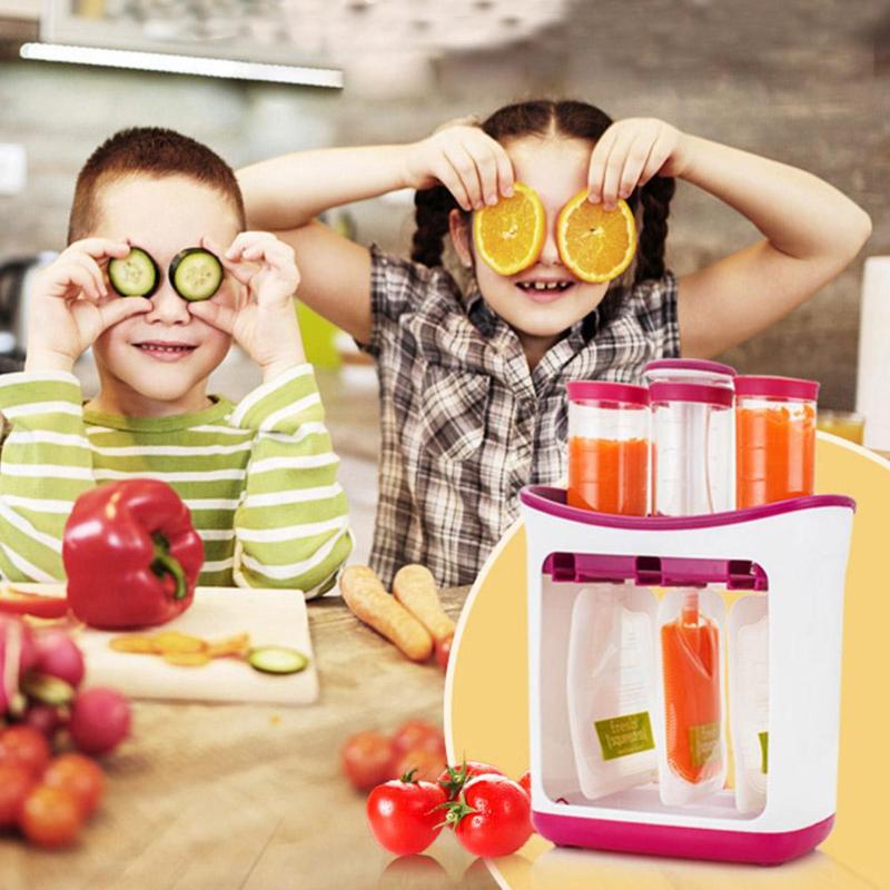 Baby Food Squeezer with Reusable Food Pouches by HitMyNeed