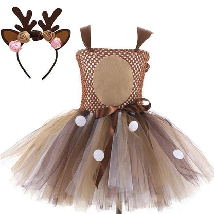 Baby Girls Reindeer Tulle Tutu Dress Costume dress-with-headband 02-מרץ by HitMyNeed