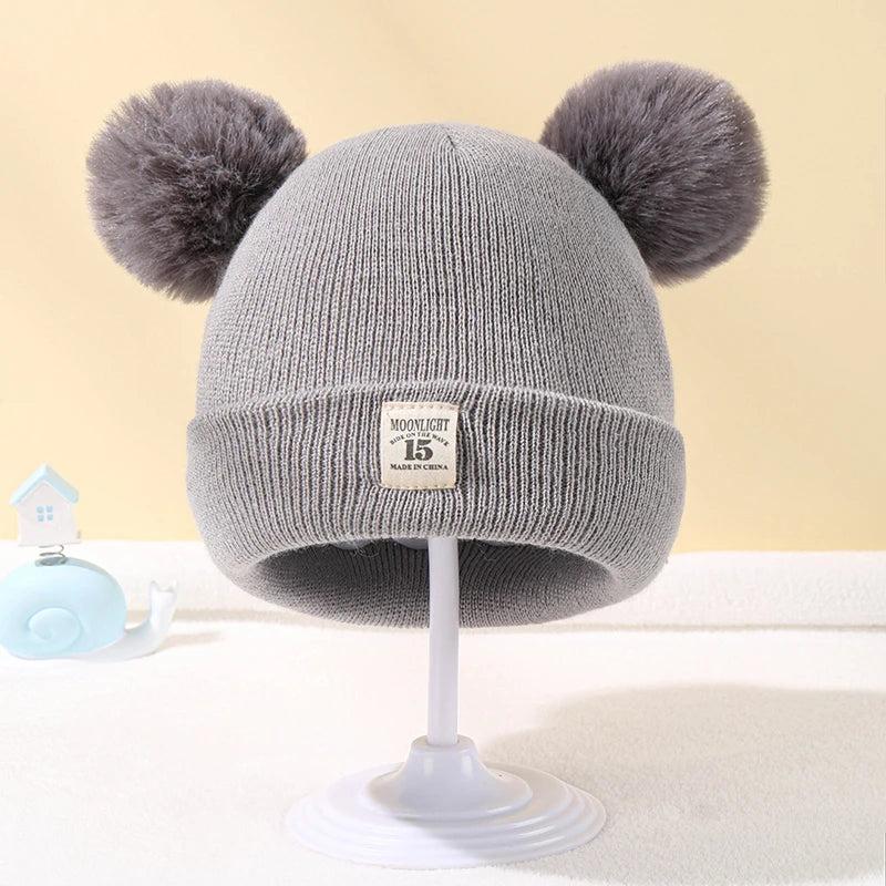 Baby Knit Beanie with Double Pom Pom (0-3 Years) by HitMyNeed