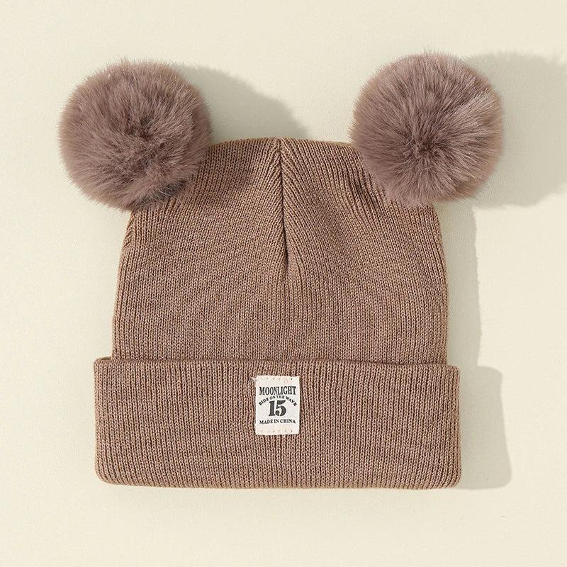 Baby Knit Beanie with Double Pom Pom (0-3 Years) by HitMyNeed