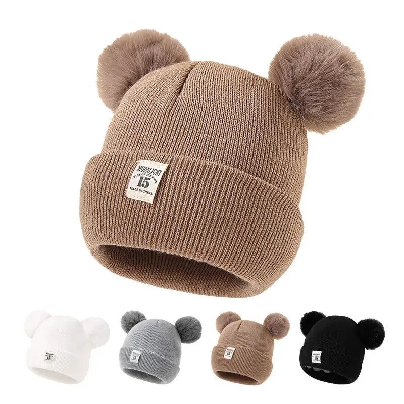 Baby Knit Beanie with Double Pom Pom (0-3 Years) by HitMyNeed