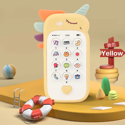 Baby Phone Toy with Music, Lights & Teether yellow by HitMyNeed