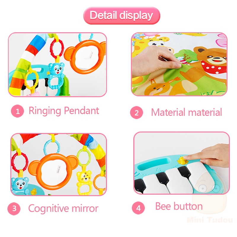 Baby Play Gym Mat with Detachable Piano & Toys by HitMyNeed