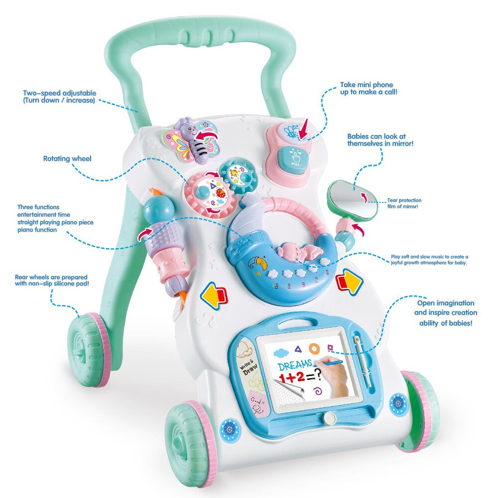 Baby Push Walker with 4 Wheels and Activity Panel by HitMyNeed
