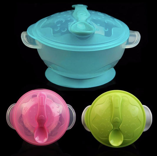 Baby Suction Bowl with Lid and Spoon Set by HitMyNeed