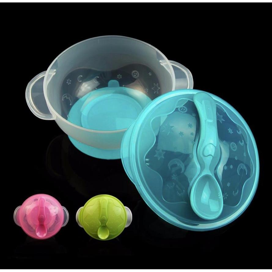Baby Suction Bowl with Lid and Spoon Set by HitMyNeed