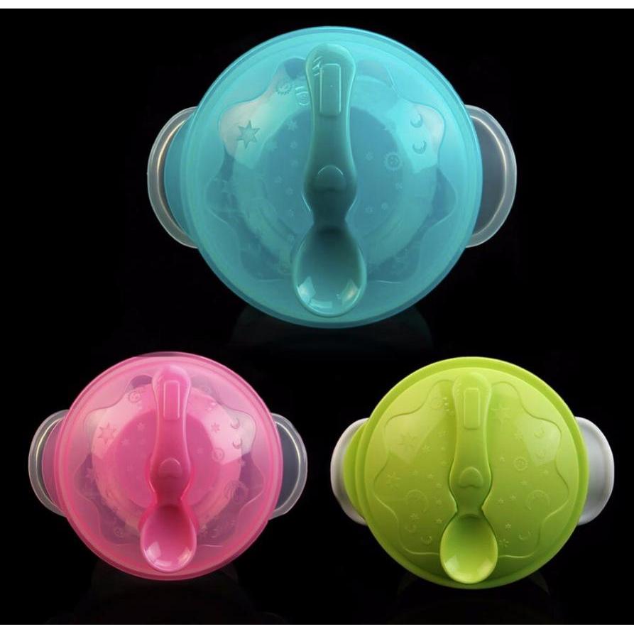 Baby Suction Bowl with Lid and Spoon Set by HitMyNeed
