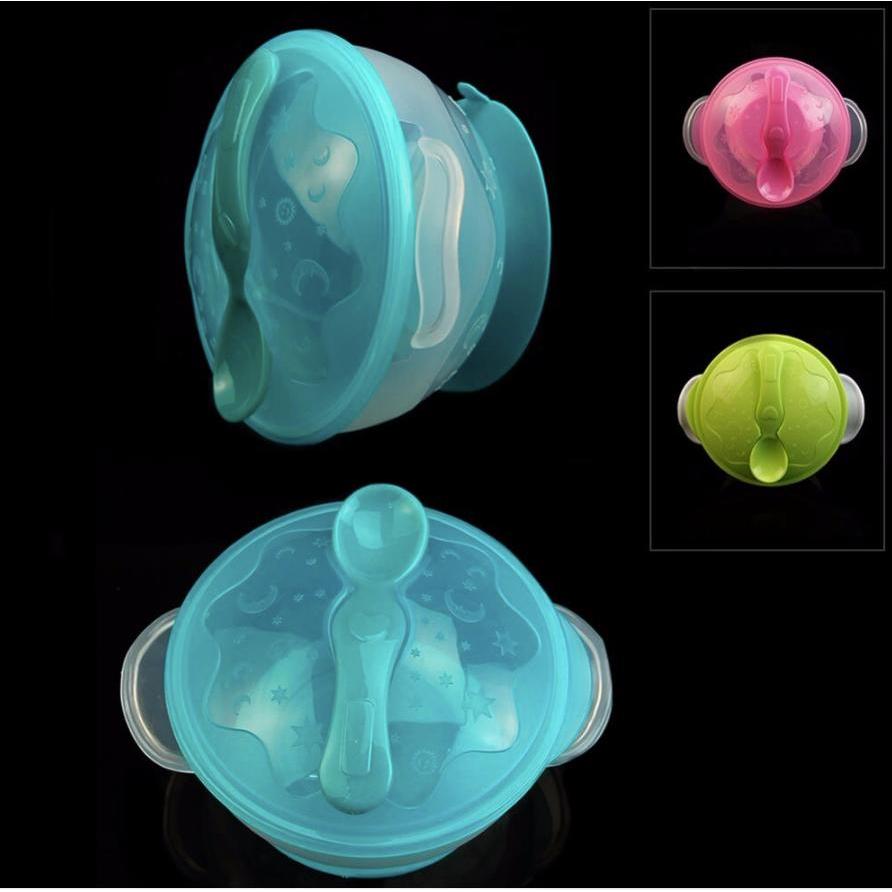 Baby Suction Bowl with Lid and Spoon Set by HitMyNeed