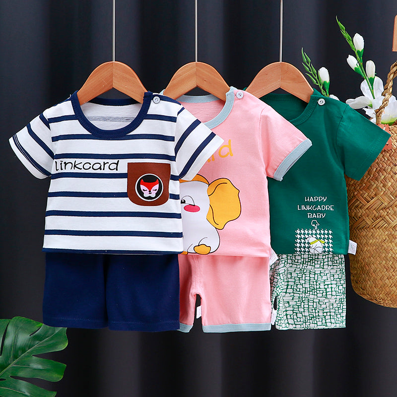 Baby & Toddler Cotton Cartoon T-Shirt and Shorts Set by HitMyNeed