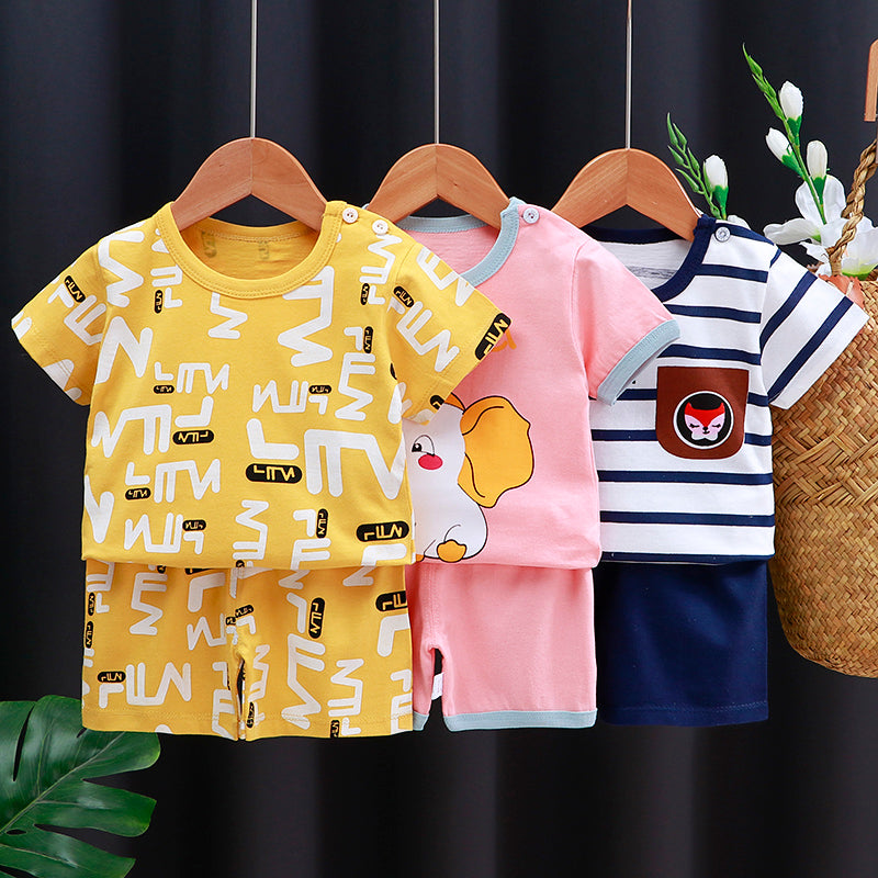 Baby & Toddler Cotton Cartoon T-Shirt and Shorts Set by HitMyNeed