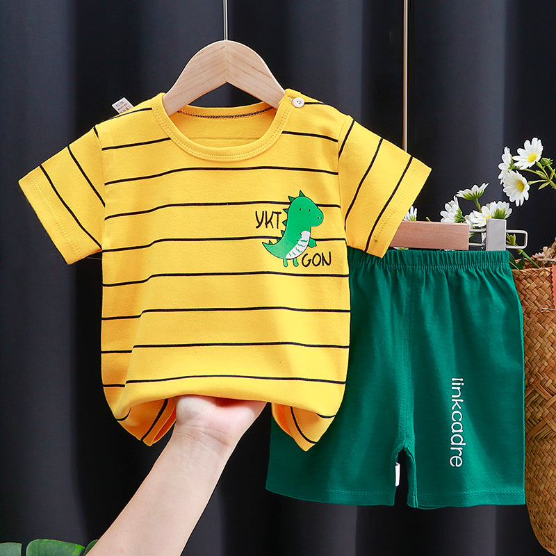Baby & Toddler Cotton Cartoon T-Shirt and Shorts Set by HitMyNeed