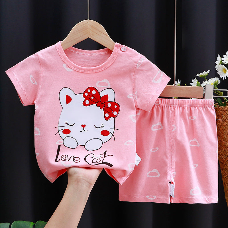 Baby & Toddler Cotton Cartoon T-Shirt and Shorts Set set17 3t by HitMyNeed