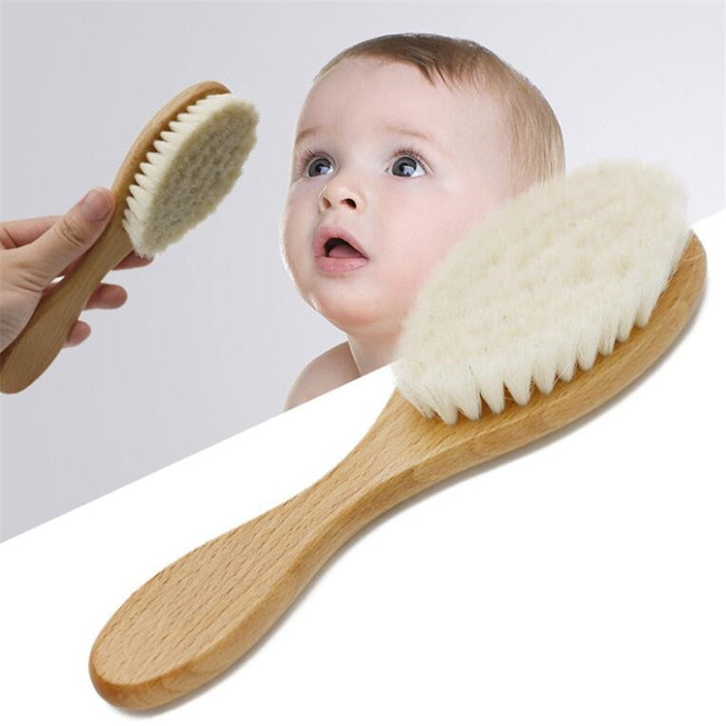 Baby Wooden Hair Brush with Soft Wool Bristles by HitMyNeed