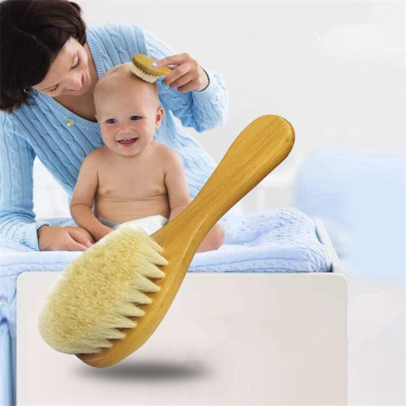 Baby Wooden Hair Brush with Soft Wool Bristles by HitMyNeed