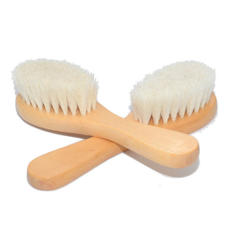Baby Wooden Hair Brush with Soft Wool Bristles by HitMyNeed