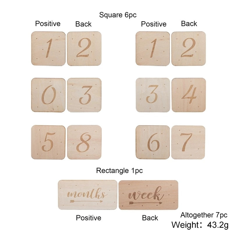 Baby Wooden Milestone Photo Cards Set (7pcs) by HitMyNeed