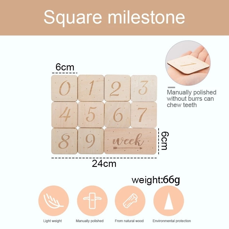 Baby Wooden Milestone Photo Cards Set (7pcs) by HitMyNeed