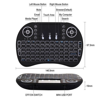 Backlit i8 Mini Wireless Keyboard with Touchpad by HitMyNeed