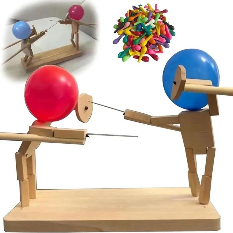 Balloon Bamboo Battle Bots Two-Player Wooden Game by HitMyNeed