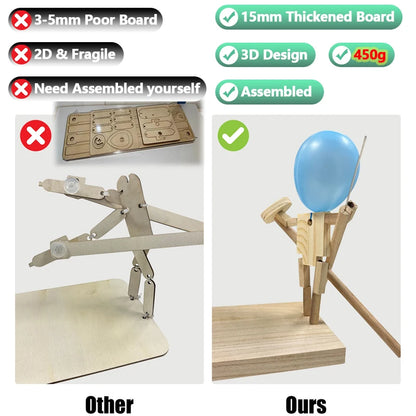 Balloon Bamboo Battle Bots Two-Player Wooden Game by HitMyNeed