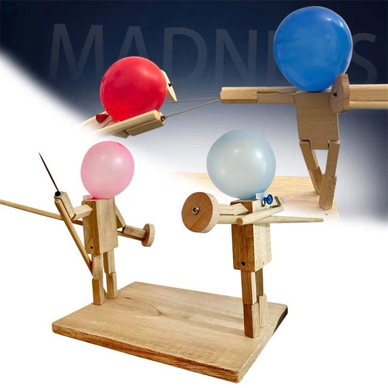 Balloon Bamboo Battle Bots Two-Player Wooden Game by HitMyNeed