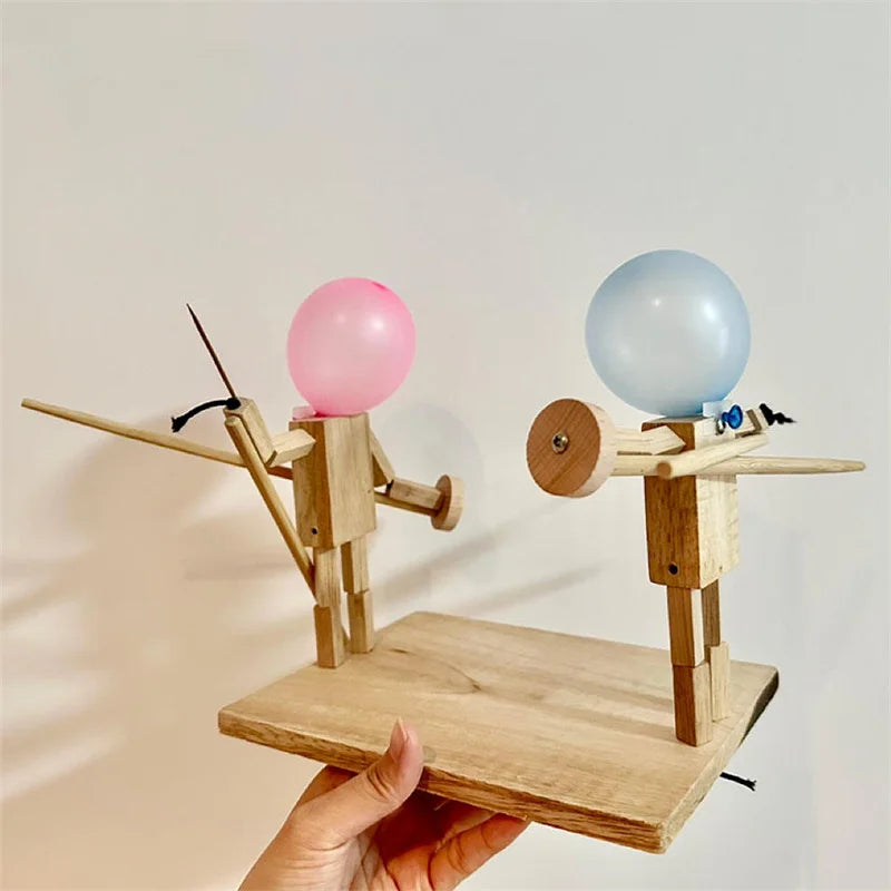 Balloon Bamboo Battle Bots Two-Player Wooden Game by HitMyNeed