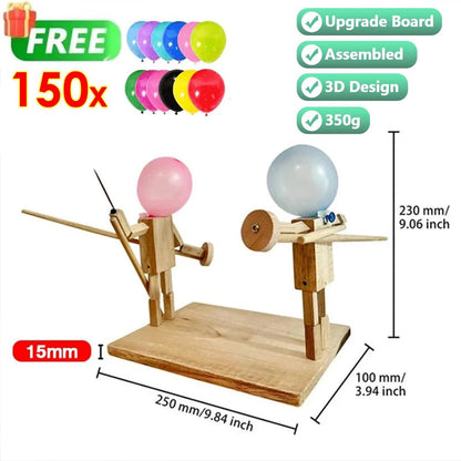 Balloon Bamboo Battle Bots Two-Player Wooden Game by HitMyNeed