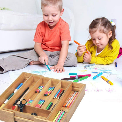 Bamboo Adjustable Cutlery Tray Organizer by HitMyNeed