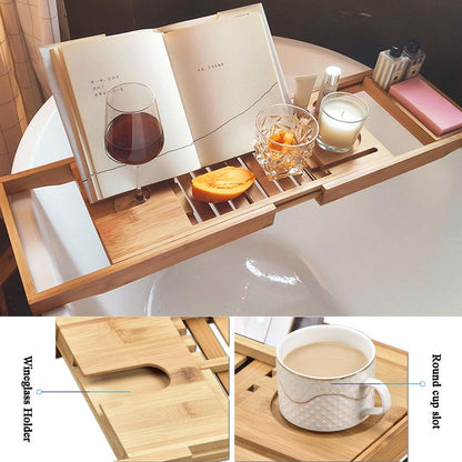 Bamboo Bathtub Book and Tablet Tray by HitMyNeed