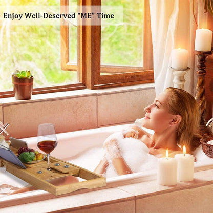Bamboo Bathtub Book and Tablet Tray by HitMyNeed