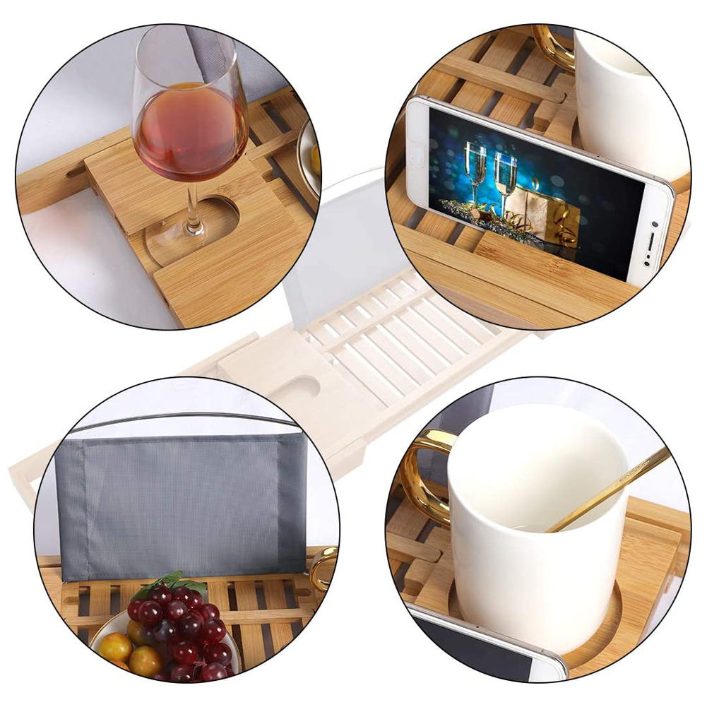 Bamboo Bathtub Book and Tablet Tray by HitMyNeed