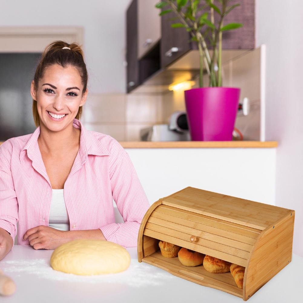 Bamboo Bread Bin with Roll-Top Lid by HitMyNeed