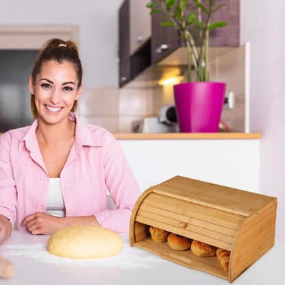Bamboo Bread Bin with Roll-Top Lid by HitMyNeed