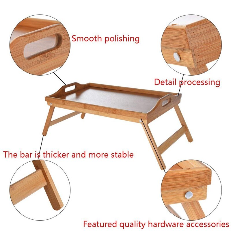 Bamboo Breakfast Tray Wooden Folding Bed Table by HitMyNeed