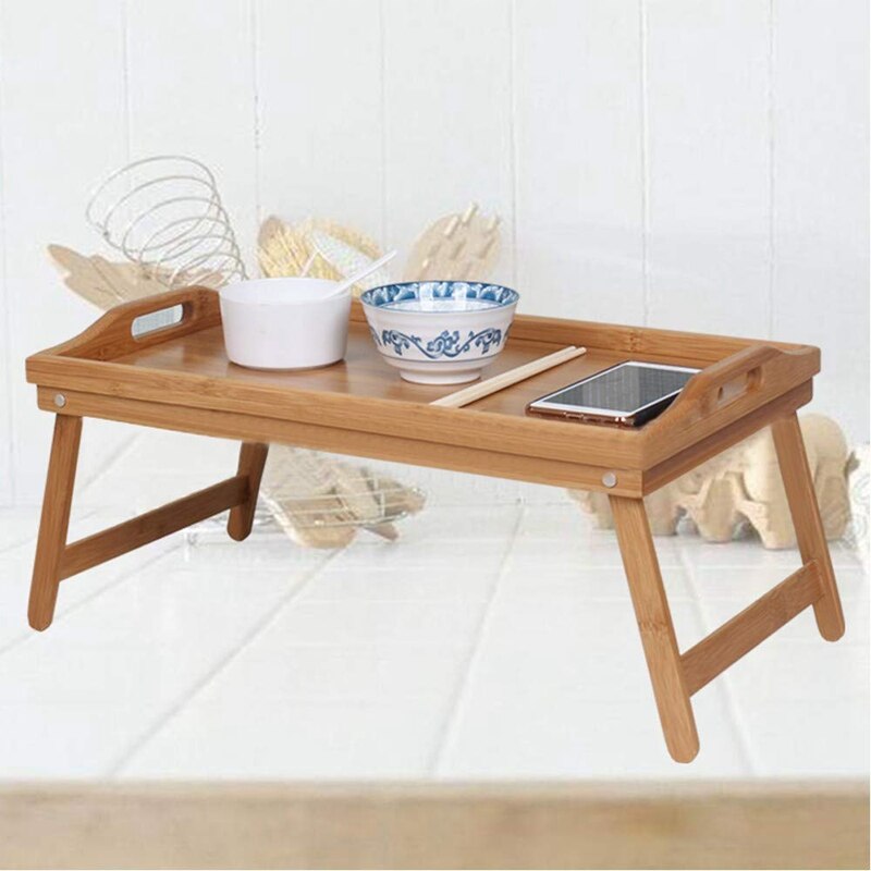 Bamboo Breakfast Tray Wooden Folding Bed Table by HitMyNeed