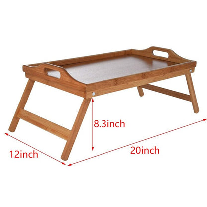 Bamboo Breakfast Tray Wooden Folding Bed Table by HitMyNeed
