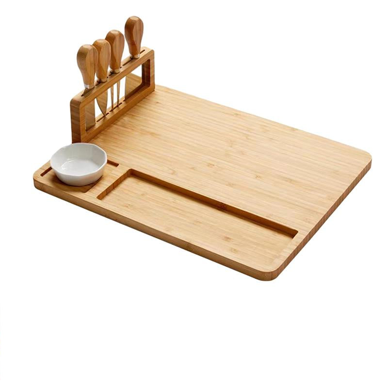 Bamboo Cheese Board with Knife & Bowl Set by HitMyNeed
