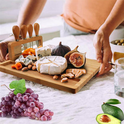 Bamboo Cheese Board with Knife & Bowl Set by HitMyNeed
