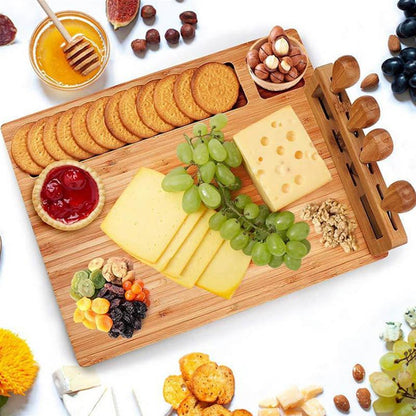 Bamboo Cheese Board with Knife & Bowl Set by HitMyNeed