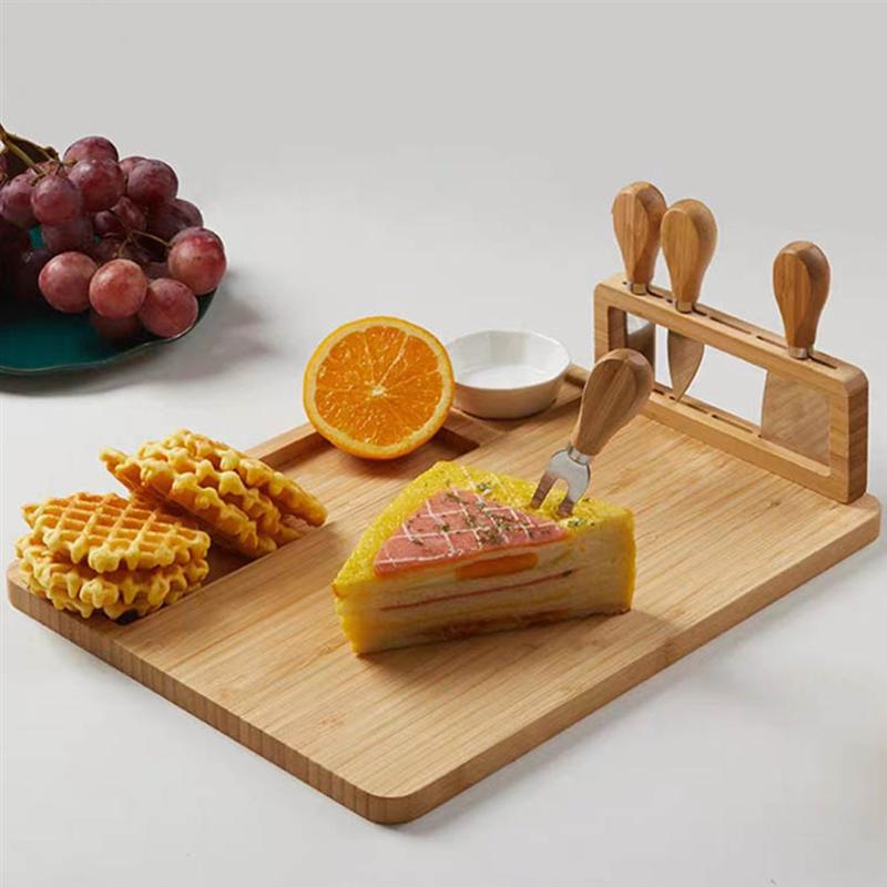 Bamboo Cheese Board with Knife & Bowl Set by HitMyNeed