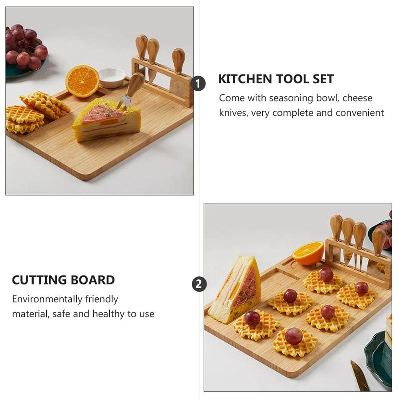 Bamboo Cheese Board with Knife & Bowl Set by HitMyNeed