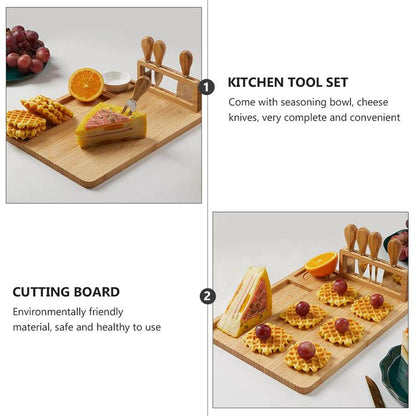 Bamboo Cheese Board with Knife & Bowl Set by HitMyNeed