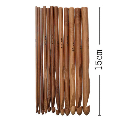 Bamboo Crochet Hooks Set, 12 Sizes, 15 cm by HitMyNeed