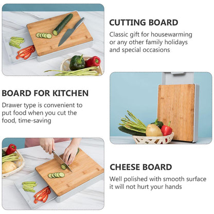 Bamboo Cutting Board with Integrated Storage Drawer by HitMyNeed