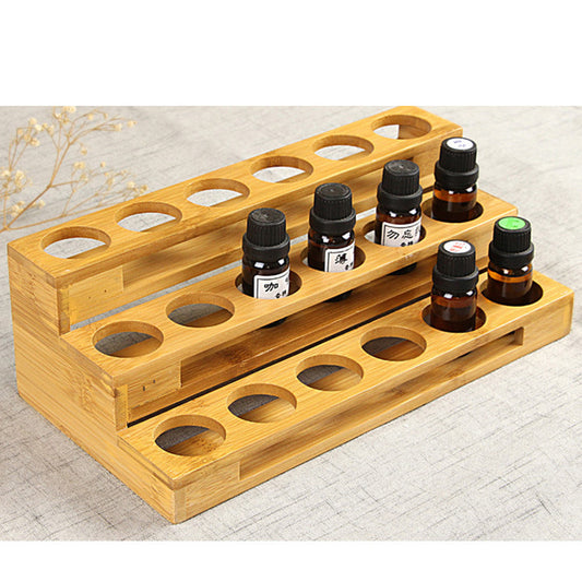 Bamboo Essential Oil Rack Wooden Organizer 18 Slots by HitMyNeed
