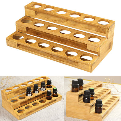 Bamboo Essential Oil Rack Wooden Organizer 18 Slots by HitMyNeed