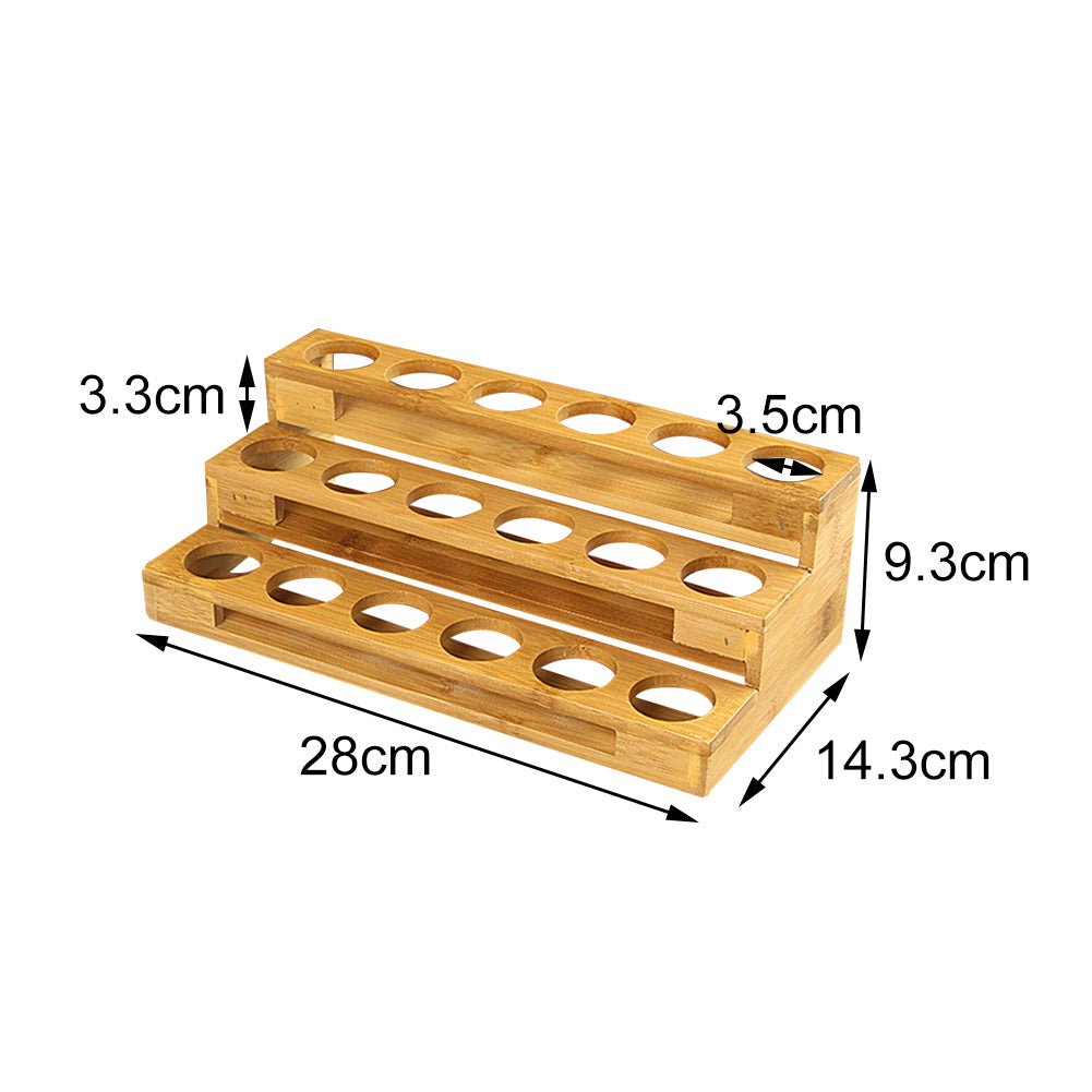 Bamboo Essential Oil Rack Wooden Organizer 18 Slots by HitMyNeed